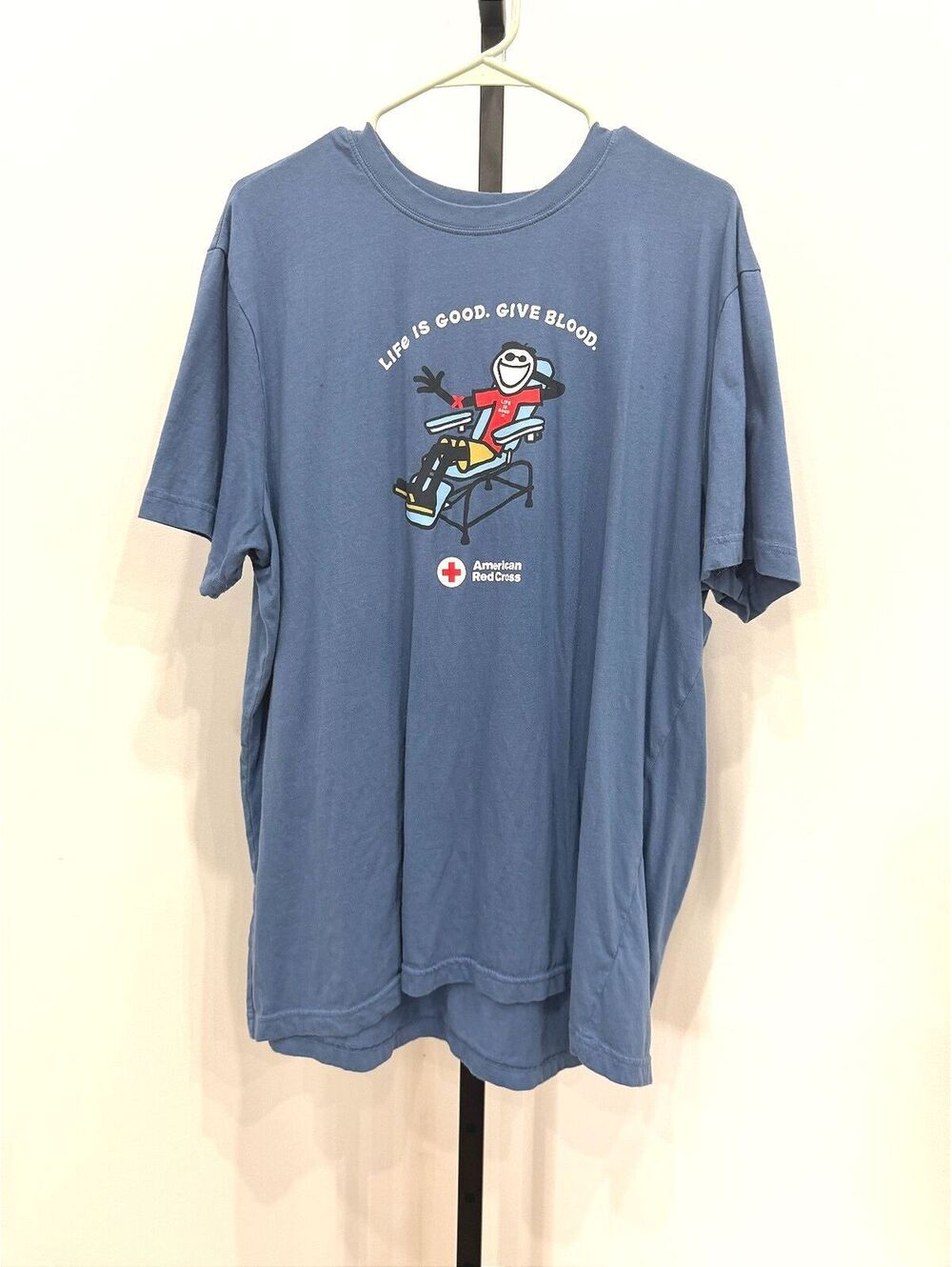 Life is Good XL Blue 'Give Blood' American Red Cross T-Shirt